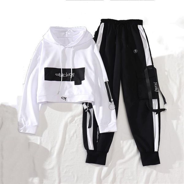 women's pants & capris 2021 spring autumn female streetwear cargo loose high waist joggers women 2 piece long sleeve with casual trouse, Black;white
women's pants & capris 2021 spring autumn female streetwear cargo loose high waist joggers women 2 piece long sleeve with casual trouse, Black;white