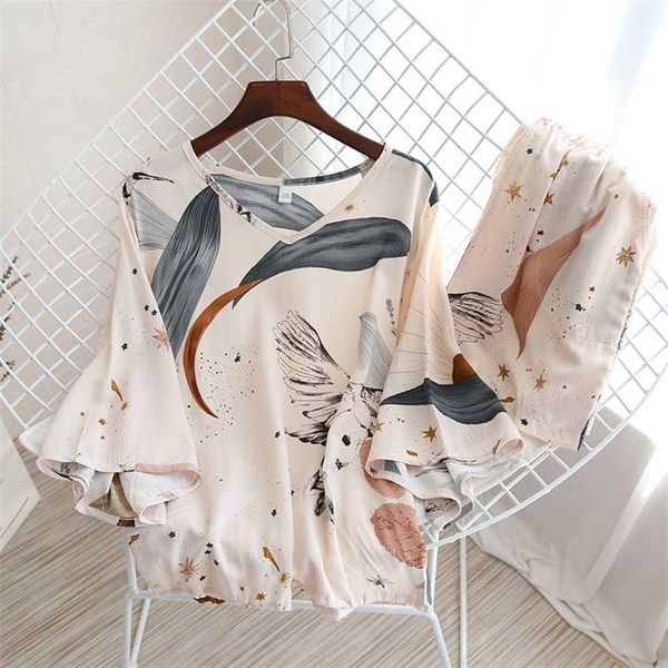 summer women's rayon pajamas seven-point sleeve shorts two-piece set fresh can wear short-sleeve shorts sports casual girls 211111, Black;red
summer women's rayon pajamas seven-point sleeve shorts two-piece set fresh can wear short-sleeve shorts sports casual girls 211111, Black;red