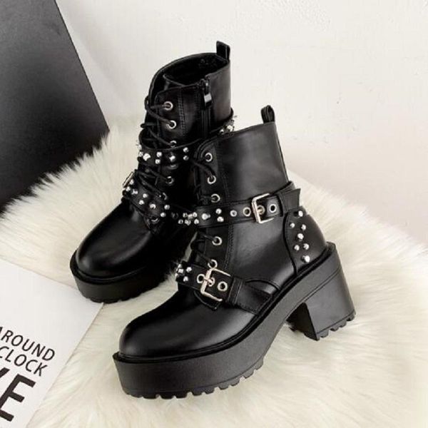 arrivals non-slip comfy boots woman shoes platform thick heels zipper rivet buckle decoration ankle 1h20, Black
arrivals non-slip comfy boots woman shoes platform thick heels zipper rivet buckle decoration ankle 1h20, Black