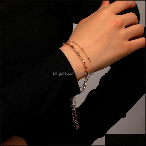charm bracelets jewelry s2372 fashion metal double layer bracelet geometric chain 2pcs/set drop delivery 2021 jkidf, Golden;silver
charm bracelets jewelry s2372 fashion metal double layer bracelet geometric chain 2pcs/set drop delivery 2021 jkidf, Golden;silver