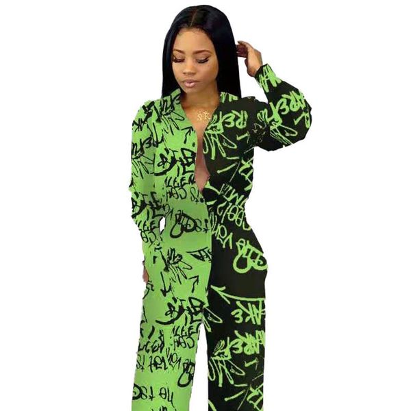 women's jumpsuits & rompers style letter print shirt and wide leg pants lady turn down collar 2 pieces clothes set female tracksuit lmn, Black;white
women's jumpsuits & rompers style letter print shirt and wide leg pants lady turn down collar 2 pieces clothes set female tracksuit lmn, Black;white