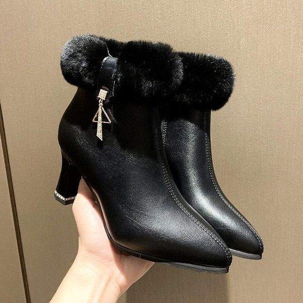 boots winter fur shoes women heel short leather womans black ankle cm high pointed party dress
boots winter fur shoes women heel short leather womans black ankle cm high pointed party dress
