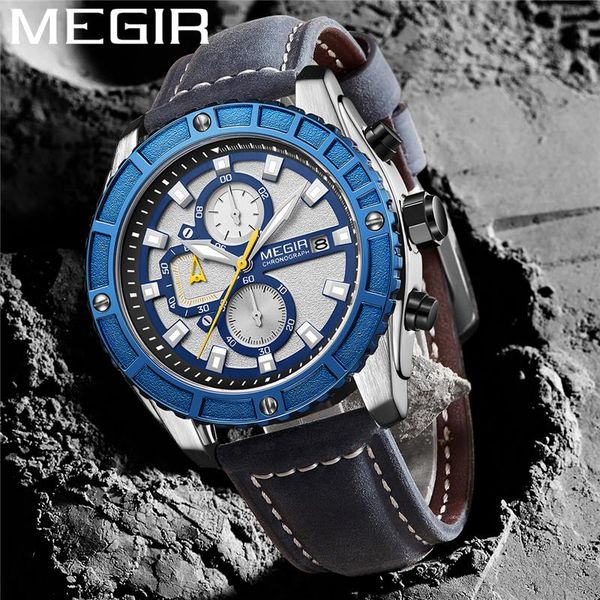 wristwatches megir watch men chronograph military male clock blue genuine leather fashion classic man sport wristwatch 2119, Slivery;brown
wristwatches megir watch men chronograph military male clock blue genuine leather fashion classic man sport wristwatch 2119, Slivery;brown