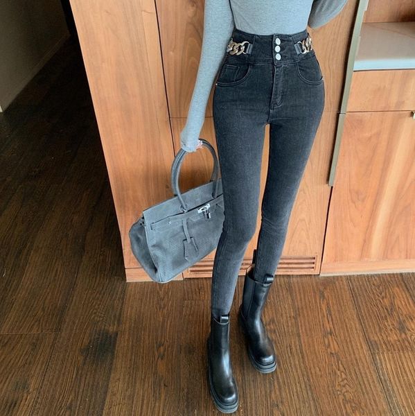 women's jeans autumn korean fashion product chic personality buckle car person high-waisted thin stretching female, Blue
women's jeans autumn korean fashion product chic personality buckle car person high-waisted thin stretching female, Blue