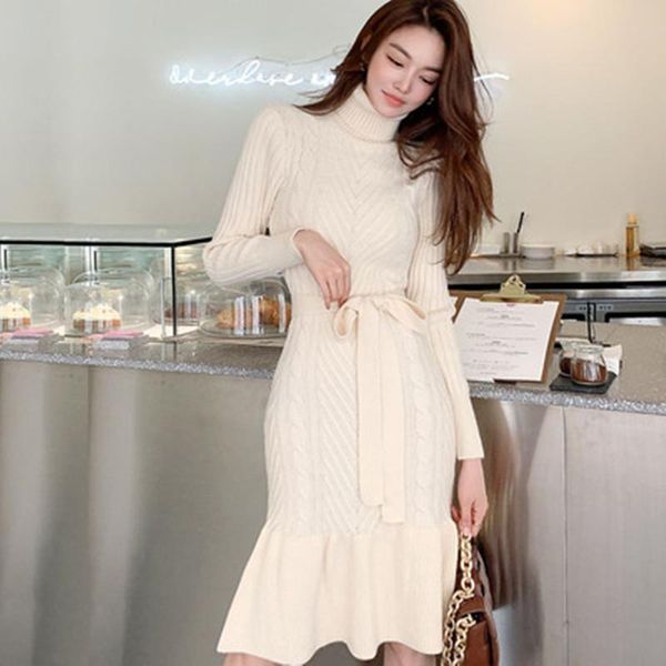 women winter elegant knitted mermaid dress elastic soft lace up high neck sweater bodycon evening party dresses casual, Black;gray
women winter elegant knitted mermaid dress elastic soft lace up high neck sweater bodycon evening party dresses casual, Black;gray