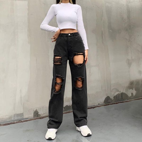 casual harajuku washed distressed jeans women ripped holes street high waist denim pants fashion loose trousers female women's, Blue
casual harajuku washed distressed jeans women ripped holes street high waist denim pants fashion loose trousers female women's, Blue