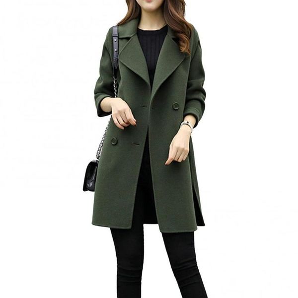 women's wool & blends coats women jackets autumn winter solid color lapel double-breasted woolen midi trench coat women's clothing, Black
women's wool & blends coats women jackets autumn winter solid color lapel double-breasted woolen midi trench coat women's clothing, Black
