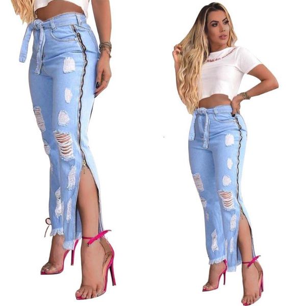 women's fashion trend womens hole slit jeans new listing women cowboy pants side zipper design casual trousers nightclub clot, Blue
women's fashion trend womens hole slit jeans new listing women cowboy pants side zipper design casual trousers nightclub clot, Blue