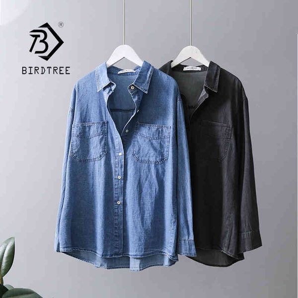 spring new women vintage denim blue shirt jacket autumn lady full sleeve outwear loose casual wear stylish girl t0n323t 210430, Black;brown
spring new women vintage denim blue shirt jacket autumn lady full sleeve outwear loose casual wear stylish girl t0n323t 210430, Black;brown