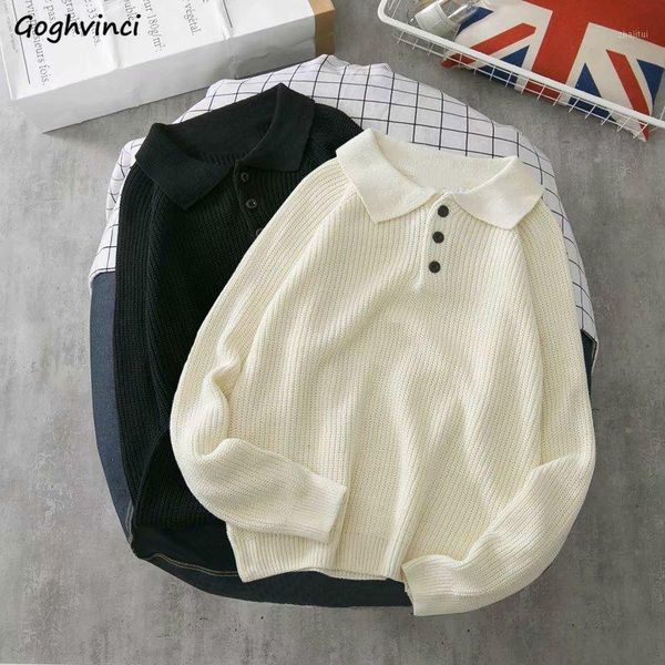 women's sweaters women pullovers turn-down collar button solid casual loose simple retro korean style all-match soft student daily swea, White;black
women's sweaters women pullovers turn-down collar button solid casual loose simple retro korean style all-match soft student daily swea, White;black
