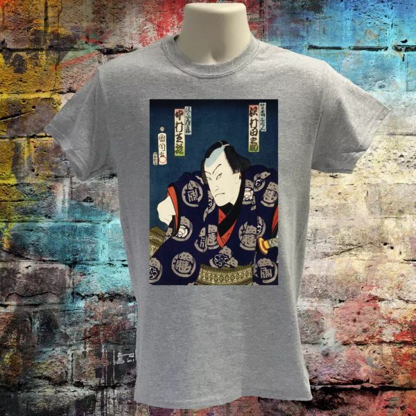 samurai t-shirt, japanese painting, japanese art print, graphic tee, manga shirt, White;black