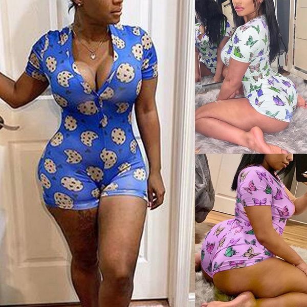 women summer pajamas short sleeve sleepwear jumpsuit v-neck bodycon bodysuit casual printed women's jumpsuits & rompers, Black;white
women summer pajamas short sleeve sleepwear jumpsuit v-neck bodycon bodysuit casual printed women's jumpsuits & rompers, Black;white