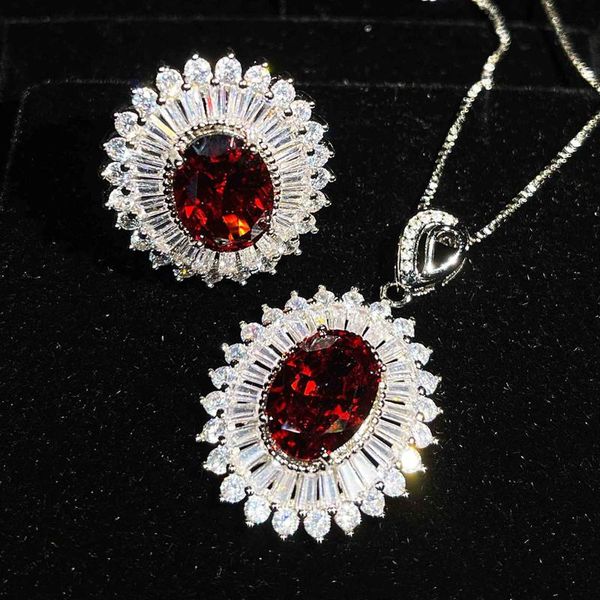 earrings & necklace luxury flower pendant inlay oval red cubic zircon s925 silvery vintage jewelry promise eternity wedding ring for women, Silver
earrings & necklace luxury flower pendant inlay oval red cubic zircon s925 silvery vintage jewelry promise eternity wedding ring for women, Silver