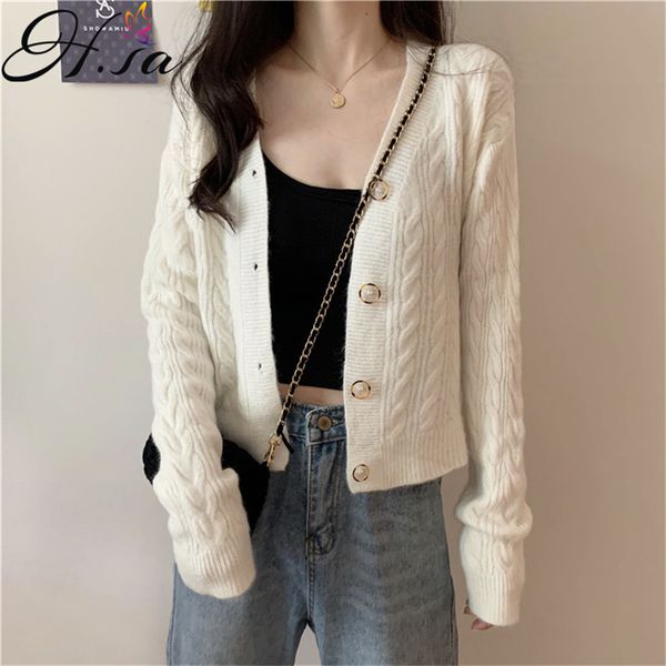 h.sa women sweet twisted jacket button up pink sweater outfit knit slim korean cardigans mujer 210417, White;black
h.sa women sweet twisted jacket button up pink sweater outfit knit slim korean cardigans mujer 210417, White;black