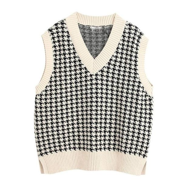 women's vests black white plaid sweater vest women fashion knitted pullovers loose vintage female waistcoat chic
women's vests black white plaid sweater vest women fashion knitted pullovers loose vintage female waistcoat chic