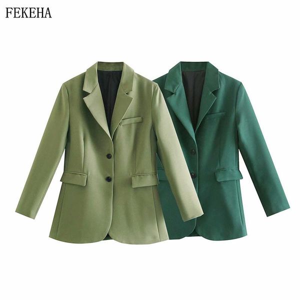 women's suits & blazers women solid green coat vintage notched collar pocket 2021 fashion female casual chic, White;black
women's suits & blazers women solid green coat vintage notched collar pocket 2021 fashion female casual chic, White;black