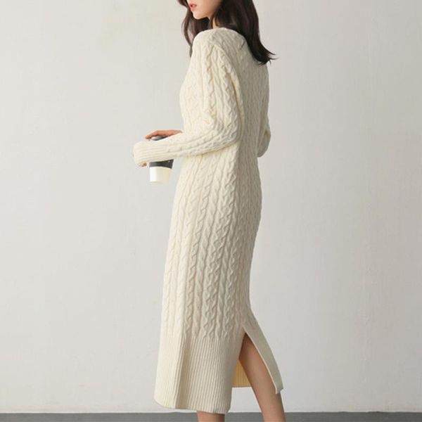 casual dresses women vintage sweater dress autumn winter straight solid korean knitted ladies elegant midi vestidos, Black;gray
casual dresses women vintage sweater dress autumn winter straight solid korean knitted ladies elegant midi vestidos, Black;gray