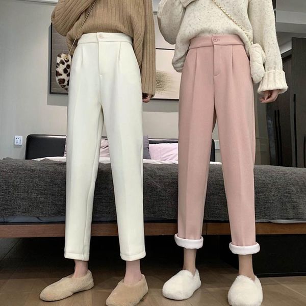 fleece woolen suit pant winter internet celebrity baggy straight trousers slimming high waist casual pants women's clothing & capris, Black;white
fleece woolen suit pant winter internet celebrity baggy straight trousers slimming high waist casual pants women's clothing & capris, Black;white