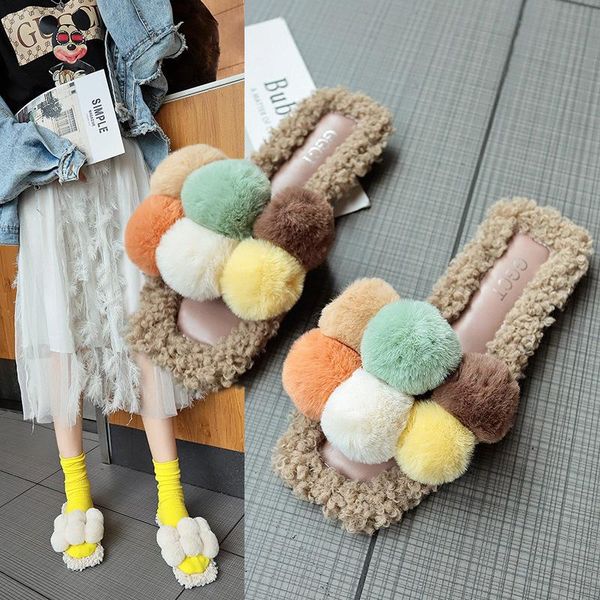slippers ins fashion cool open toe princess shoes big hair ball girls women fur outdoor zapatos de mujer, Black
slippers ins fashion cool open toe princess shoes big hair ball girls women fur outdoor zapatos de mujer, Black