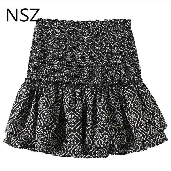nsz women print vintage tiered ruffles mini skirt elastic high waist sweet skirt jupe femme falda 210724, Black
nsz women print vintage tiered ruffles mini skirt elastic high waist sweet skirt jupe femme falda 210724, Black