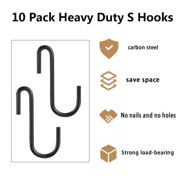 hooks & rails multi-purpose 10 pieces s coat hook heavy-duty hanger for closet rod plant bag kitchen towel household goods
hooks & rails multi-purpose 10 pieces s coat hook heavy-duty hanger for closet rod plant bag kitchen towel household goods