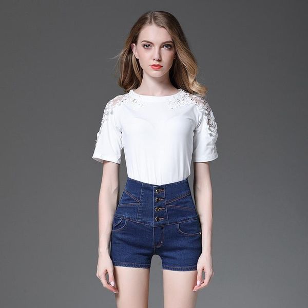 women's shorts jean 2021 korean large size fashion buttons pockets summer cotton personality high waist, White;black
women's shorts jean 2021 korean large size fashion buttons pockets summer cotton personality high waist, White;black