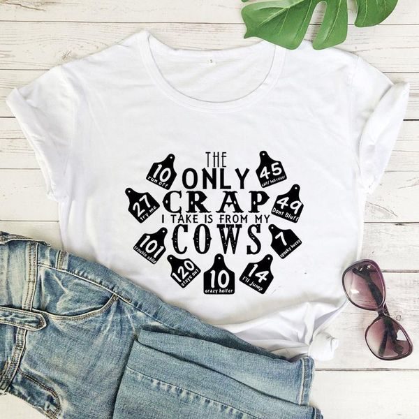 women's t-shirt the only crap i take is from my cows funny slogan shirts letter graphic tee women casual tees street style top, White
women's t-shirt the only crap i take is from my cows funny slogan shirts letter graphic tee women casual tees street style top, White