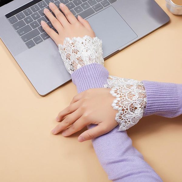 five fingers gloves 1 pair girl lace fake sleeves for women shirt sweater floral embroidery pleated wrist warmers cuff ladies false cuffs, Blue;gray
five fingers gloves 1 pair girl lace fake sleeves for women shirt sweater floral embroidery pleated wrist warmers cuff ladies false cuffs, Blue;gray