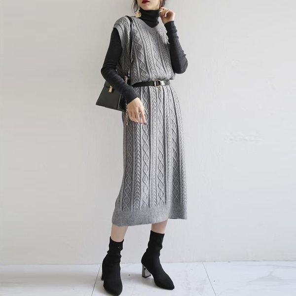 casual dresses winter twist sweater women sleeveless vest dress long pullovers warm knitted office work wear vestido feminino, Black;gray
casual dresses winter twist sweater women sleeveless vest dress long pullovers warm knitted office work wear vestido feminino, Black;gray