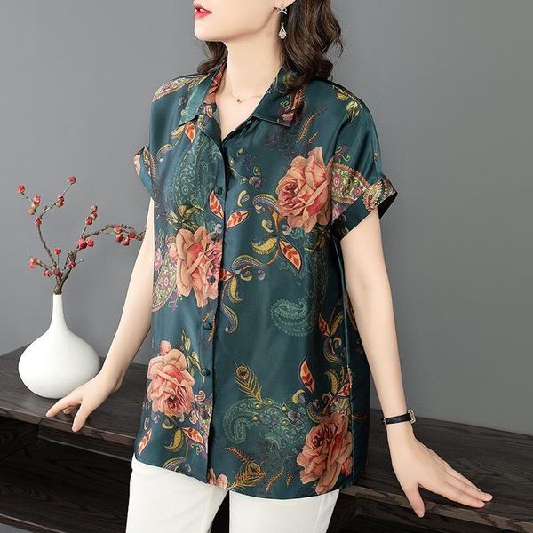 women's blouses & shirts loose imitation silk shirt women 2021 spring and summer short-sleeved fashion printed lapel western fragrant c, White
women's blouses & shirts loose imitation silk shirt women 2021 spring and summer short-sleeved fashion printed lapel western fragrant c, White