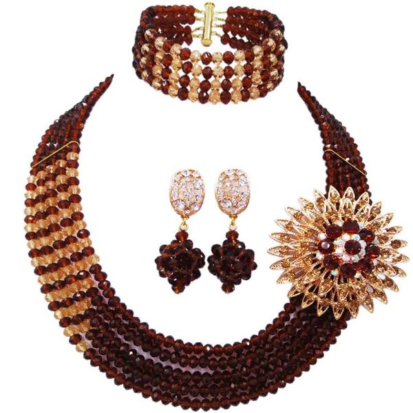 earrings & necklace beautiful brown and champagne gold african wedding beads, Silver
earrings & necklace beautiful brown and champagne gold african wedding beads, Silver
