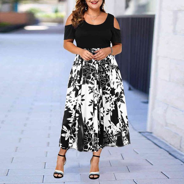 icclek s-7xl evening party plus size maxi dress women short sleeve floral printed elegant large dress for ladies vestidos summer x0521, Black;gray
icclek s-7xl evening party plus size maxi dress women short sleeve floral printed elegant large dress for ladies vestidos summer x0521, Black;gray