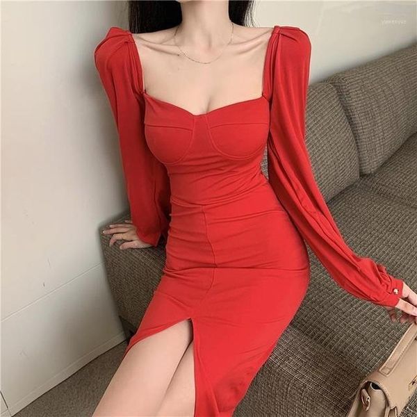 casual dresses solid elegant dress women french slim split midi female hepburn party night korean women's clothing autumn 2021, Black;gray
casual dresses solid elegant dress women french slim split midi female hepburn party night korean women's clothing autumn 2021, Black;gray
