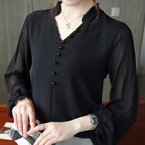 long sleeve blusas mujer de womens shirts moda v neck office chiffon shirt b748, White
long sleeve blusas mujer de womens shirts moda v neck office chiffon shirt b748, White