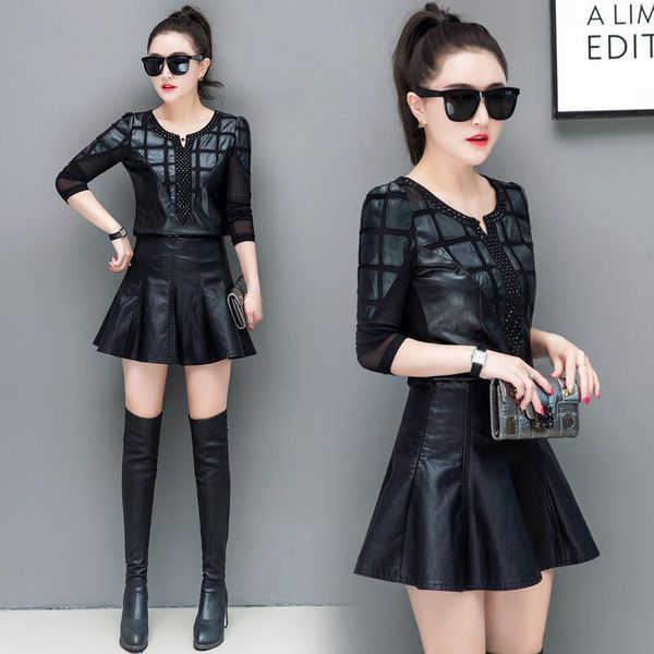 casual dresses women fashion faux leather female long sleeve slim fit pu dress ladies club wear mini vestidos 2021 autumn winter q171, Black;gray
casual dresses women fashion faux leather female long sleeve slim fit pu dress ladies club wear mini vestidos 2021 autumn winter q171, Black;gray