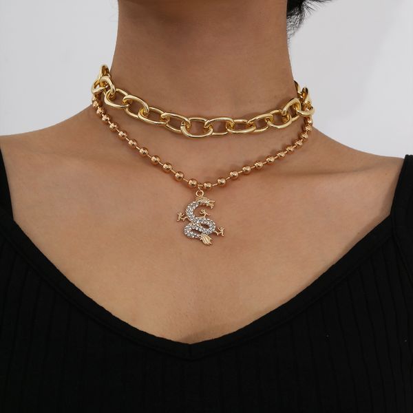 pendant necklaces creative design zodiac dragon inlaid rhinestones multi-layered beanie chains short clavicle chain fashion personality chin, Silver
pendant necklaces creative design zodiac dragon inlaid rhinestones multi-layered beanie chains short clavicle chain fashion personality chin, Silver