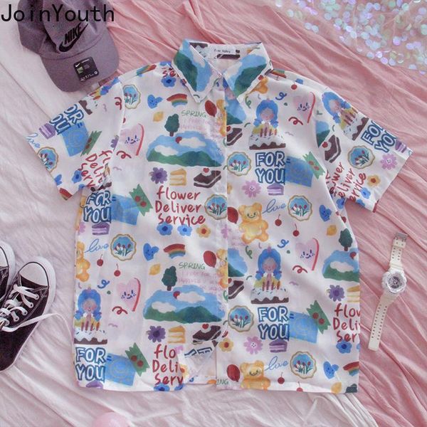 women's blouses & shirts joinyouth vintage flower blouse women 2021 summer sweet cute print loose shirt korean fashion short sleeve chi, White
women's blouses & shirts joinyouth vintage flower blouse women 2021 summer sweet cute print loose shirt korean fashion short sleeve chi, White
