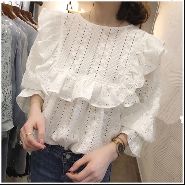 arrival spring summer womens shirts and hollow out embroidery loose ruffles white sweet lace blouse d315
arrival spring summer womens shirts and hollow out embroidery loose ruffles white sweet lace blouse d315
