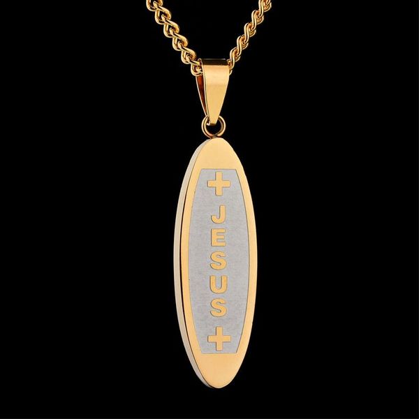 pendant necklaces 2021 oval stainless steel jesus necklace for women gold color cross long chain part gift, Silver
pendant necklaces 2021 oval stainless steel jesus necklace for women gold color cross long chain part gift, Silver