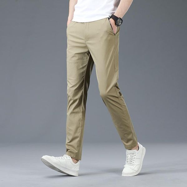men's pants 4 colors casual spring summer thin fashion solid color slim tapered elastic waist daily smart trousers male brand, Black
men's pants 4 colors casual spring summer thin fashion solid color slim tapered elastic waist daily smart trousers male brand, Black