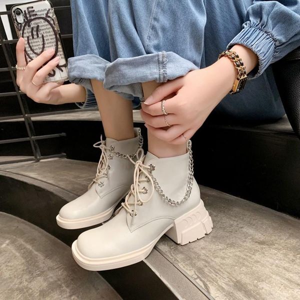 boots ochanmeb chic brand big round toe women natural genuine leather chunky thick heels punk chain ankle boot woman shoe, Black
boots ochanmeb chic brand big round toe women natural genuine leather chunky thick heels punk chain ankle boot woman shoe, Black