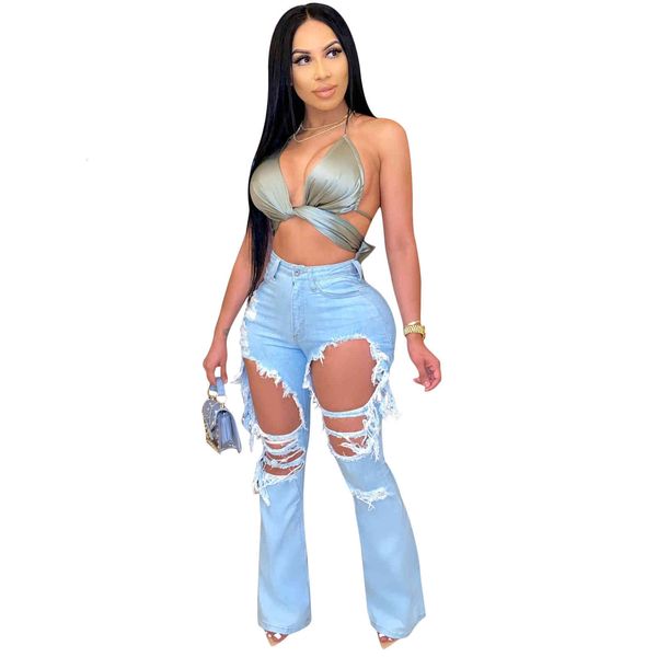 ins test lady's ripped high waist bell bottom ny long jeans summer autumn fashion trend denim trousers, Blue
ins test lady's ripped high waist bell bottom ny long jeans summer autumn fashion trend denim trousers, Blue