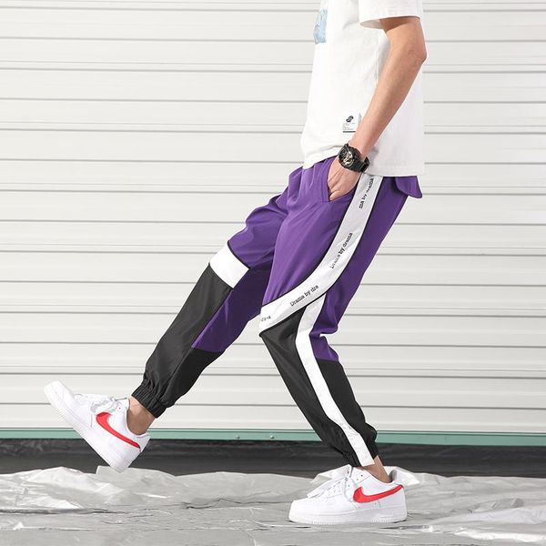 men's pants summer men fashion contrast color casual drawstring trousers man streetwear wild hip hop loose joggers sweatpants, Black
men's pants summer men fashion contrast color casual drawstring trousers man streetwear wild hip hop loose joggers sweatpants, Black