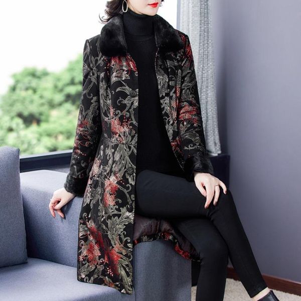 women's leather & faux and old mother in the fall winter ladies long thickening warm down cotton-padded jacket coat lapels, Black
women's leather & faux and old mother in the fall winter ladies long thickening warm down cotton-padded jacket coat lapels, Black