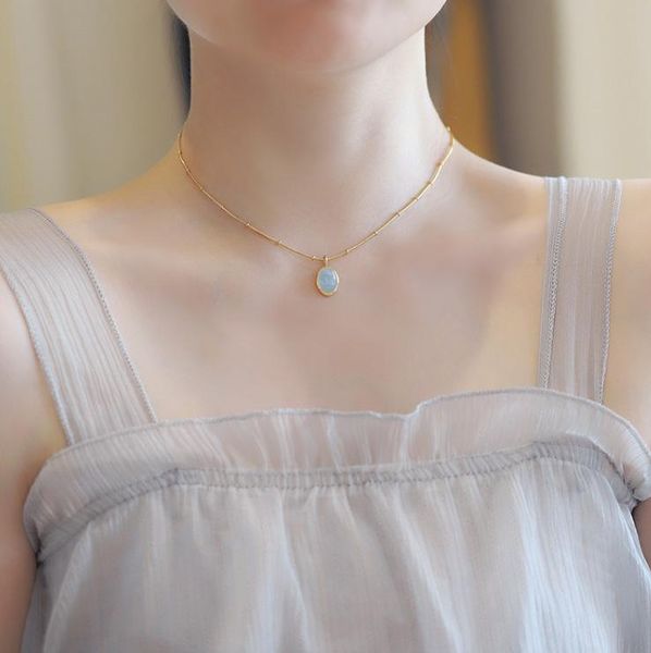 chains k1star sea blue oval treasure necklace collarbone chain titanium steel gold plated, Silver
chains k1star sea blue oval treasure necklace collarbone chain titanium steel gold plated, Silver