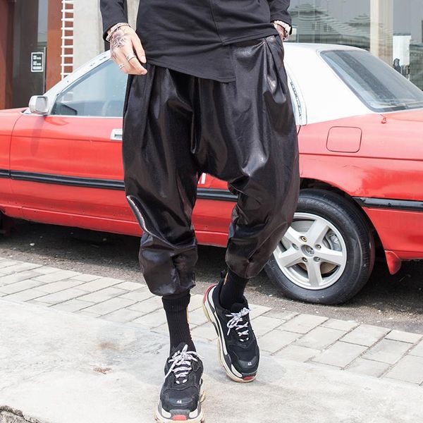men's pants mens black pu leather hip hop trouser casual harem drop-crotch sz m-2xl ankle-length e61
men's pants mens black pu leather hip hop trouser casual harem drop-crotch sz m-2xl ankle-length e61