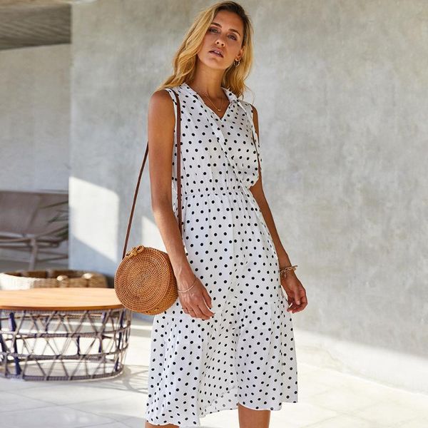 casual dresses 2021 summer polka dot sleeveless dress women v neck high waist medium long tank ladies, Black;gray
casual dresses 2021 summer polka dot sleeveless dress women v neck high waist medium long tank ladies, Black;gray