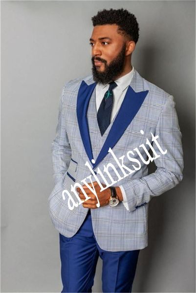 classic style one button light blue plaid groom tuxedos peak lapel wedding/prom/dinner groomsmen men suits blazer (jacket+pants+vest+tie) w1, Black;gray
classic style one button light blue plaid groom tuxedos peak lapel wedding/prom/dinner groomsmen men suits blazer (jacket+pants+vest+tie) w1, Black;gray