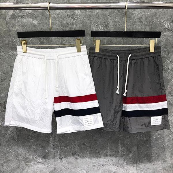 shorts fashion tb thom brand casual men summer beach sports trousers striped knee length jogger track shorts ins, White;black 
shorts fashion tb thom brand casual men summer beach sports trousers striped knee length jogger track shorts ins, White;black