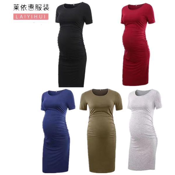 maternity dresses wear round neck short-sleeved solid color dress european and american summer fashion high stretch wrap skirt, White
maternity dresses wear round neck short-sleeved solid color dress european and american summer fashion high stretch wrap skirt, White
